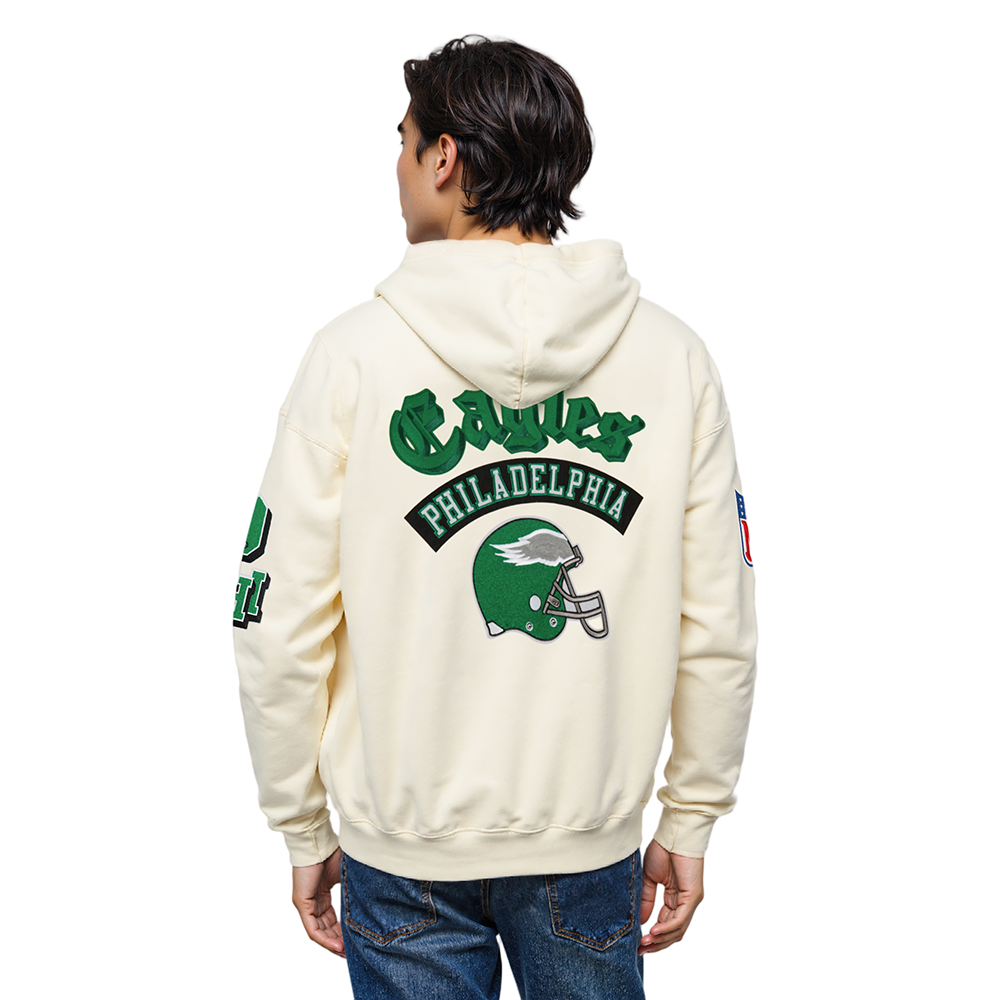 NFL PHILADELPHIA EAGLES BEST OF MEN'S DROP SHOULDER PO HOODIE (EGGSHELL)
