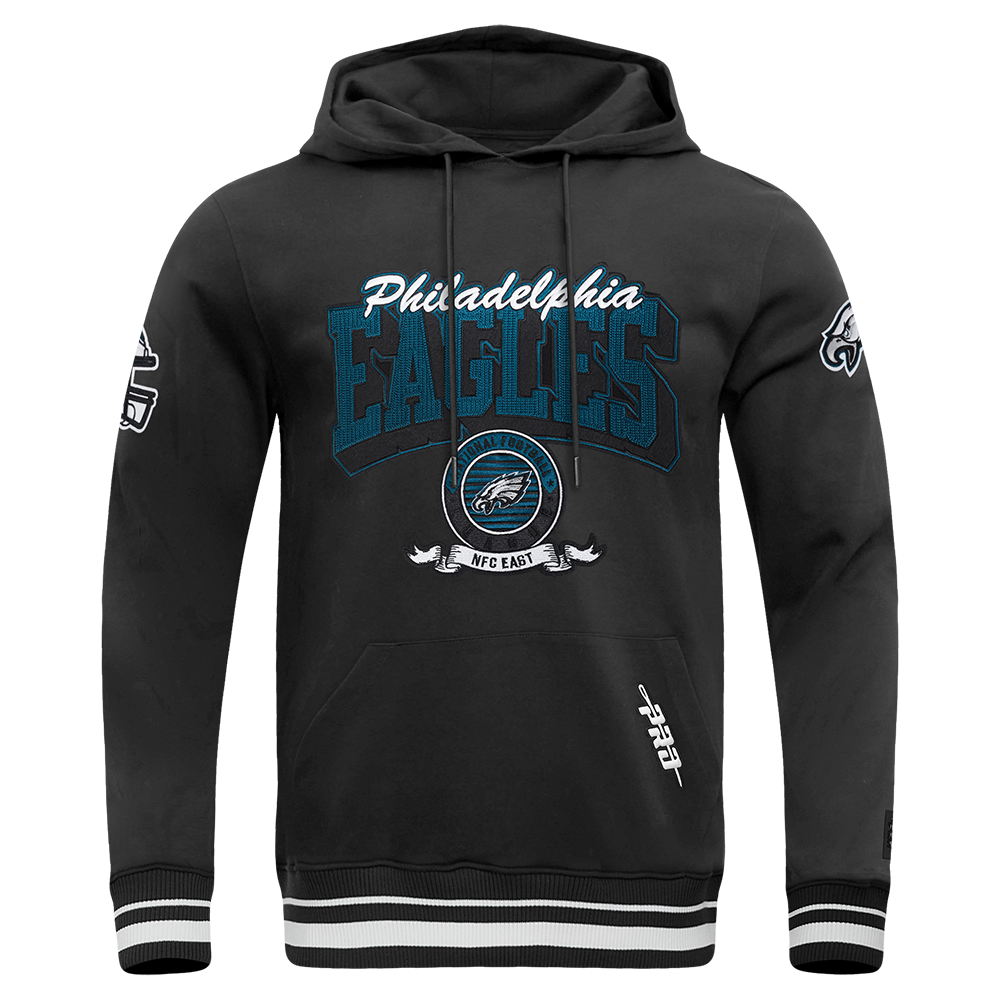 NFL PHILADELPHIA EAGLES TEAM BADGE MEN'S RIB FLC PO HOODIE (BLACK)