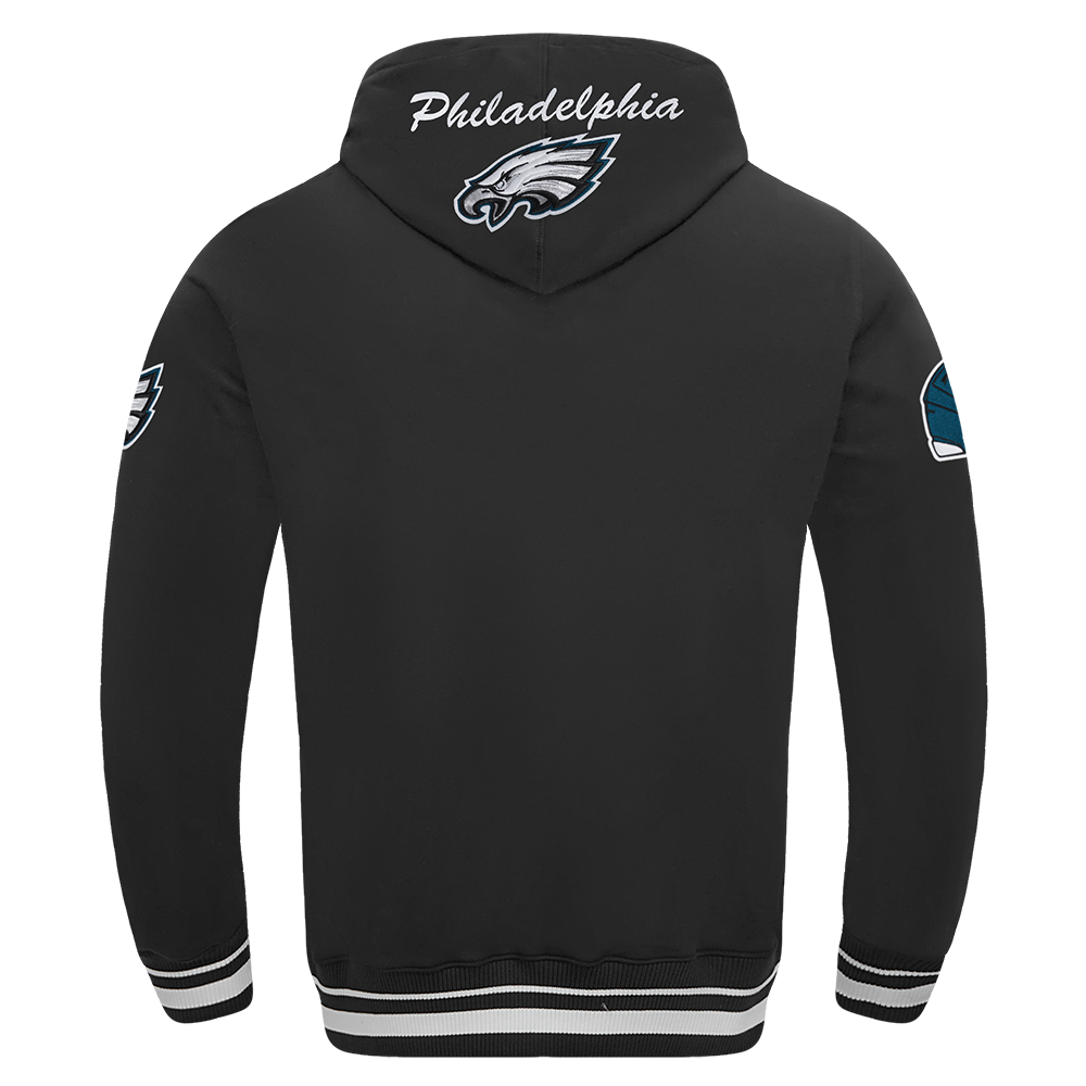 NFL PHILADELPHIA EAGLES TEAM BADGE MEN'S RIB FLC PO HOODIE (BLACK)