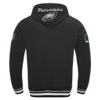 NFL PHILADELPHIA EAGLES TEAM BADGE MEN'S RIB FLC PO HOODIE (BLACK)