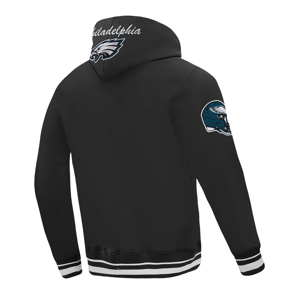 NFL PHILADELPHIA EAGLES TEAM BADGE MEN'S RIB FLC PO HOODIE (BLACK)