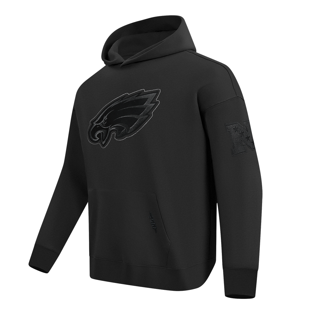 NFL PHILADELPHIA EAGLES BLACKOUT CHANDAIL À CAPUCHON EN MOLLETON À ÉPAULES TOMBANTES POUR HOMME (NOIR)
