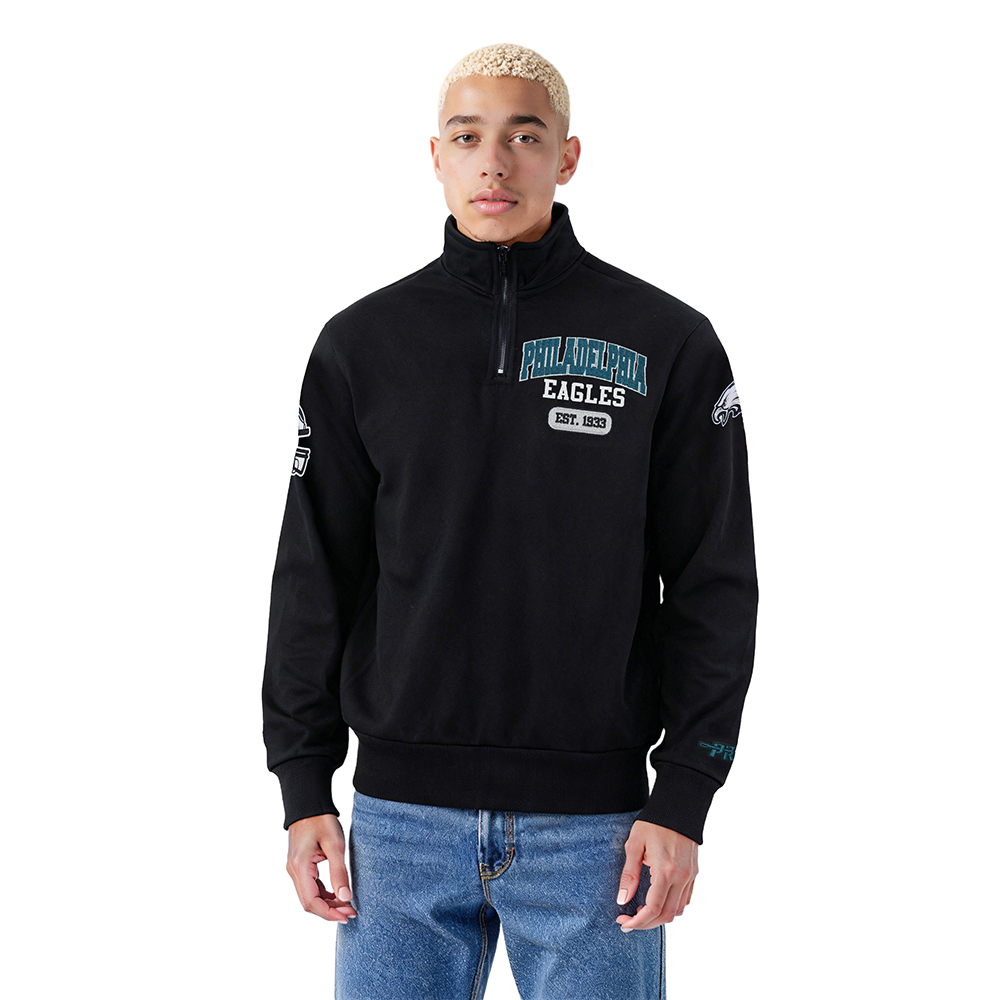 NFL PHILADELPHIA EAGLES CITY ARCH HAUT EN MOLLETON À GLISSIÈRE AU QUART POUR HOMME (NOIR)