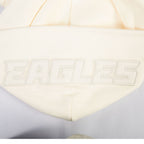 NFL PHILADELPHIA EAGLES JALEN HURTS #1 NEUTRAL PNN CHANDAIL À CAPUCHON EN MOLLETON À ÉPAULES TOMBANTES POUR HOMME (COQUILLE D'ŒUF)