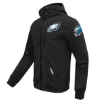 NFL PHILADELPHIA EAGLES CLASSIC CHENILLE CHANDAIL À CAPUCHON À GLISSIÈRE POUR HOMME (NOIR)