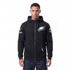 NFL PHILADELPHIA EAGLES CLASSIC CHENILLE CHANDAIL À CAPUCHON À GLISSIÈRE POUR HOMME (NOIR)
