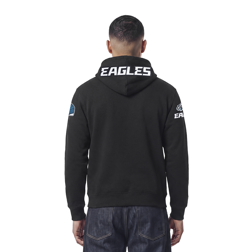 NFL PHILADELPHIA EAGLES CLASSIC CHENILLE MEN'S FULL ZIP HOODIE (BLACK)