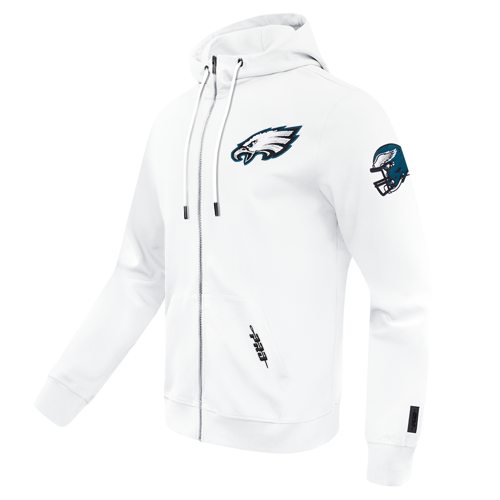 NFL PHILADELPHIA EAGLES CLASSIC CHENILLE CHANDAIL À CAPUCHON À GLISSIÈRE POUR HOMME (BLANC)