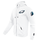 NFL PHILADELPHIA EAGLES CLASSIC CHENILLE CHANDAIL À CAPUCHON À GLISSIÈRE POUR HOMME (BLANC)