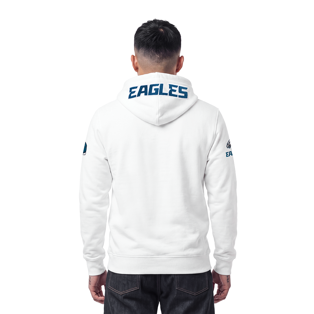 NFL PHILADELPHIA EAGLES CLASSIC CHENILLE MEN'S FULL ZIP HOODIE (WHITE)