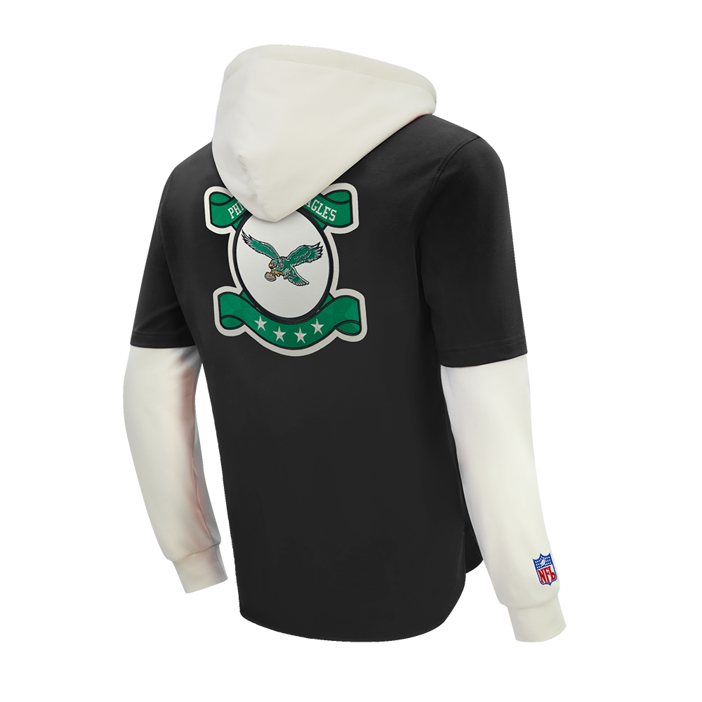 NFL PHILADELPHIA EAGLES ORIGINAL PLAYERS MEN'S PULL OVER HOODIE (BLACK/EGGSHELL)