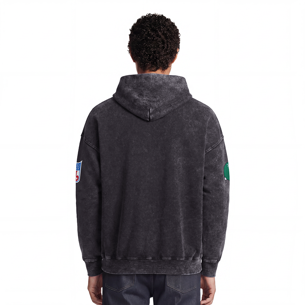 NFL PHILADELPHIA EAGLES FIRST TEAM MEN'S PULL OVER HOODIE (WASHED BLACK)