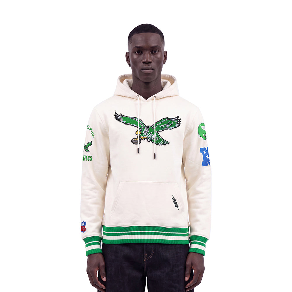 NFL PHILADELPHIA EAGLES RETRO CLASSICS CHANDAIL À CAPUCHON POUR HOMME (COQUILLE D'ŒUF/VERT KELLY)