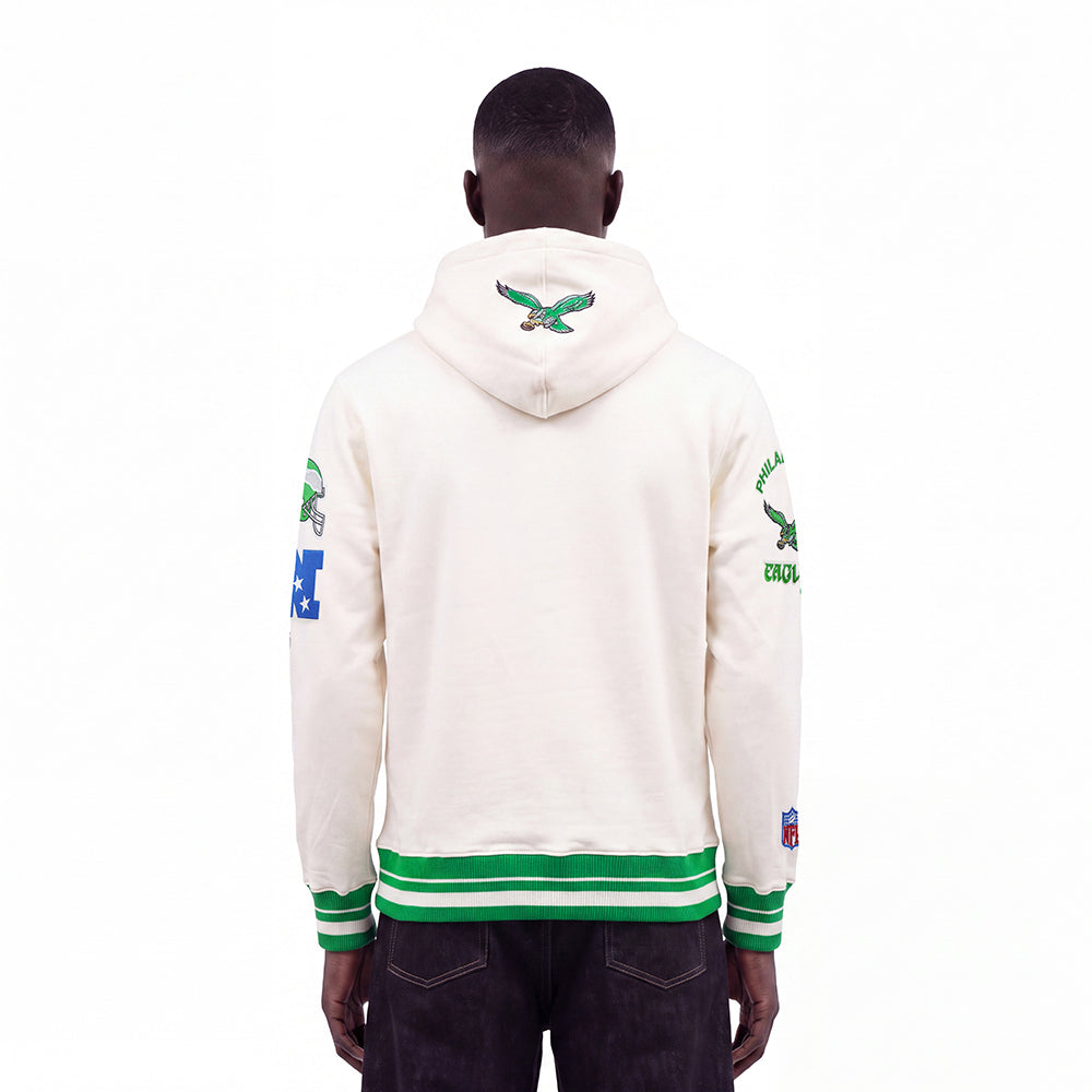 NFL PHILADELPHIA EAGLES RETRO CLASSICS MEN'S PULLOVER HOODIE (EGGSHELL/ KELLY GREEN)