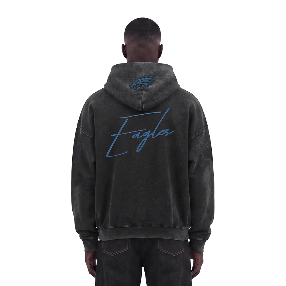 NFL PHILADELPHIA EAGLES ECLIPSE CHANDAIL À CAPUCHON POUR HOMME (NOIR DÉLAVÉ)