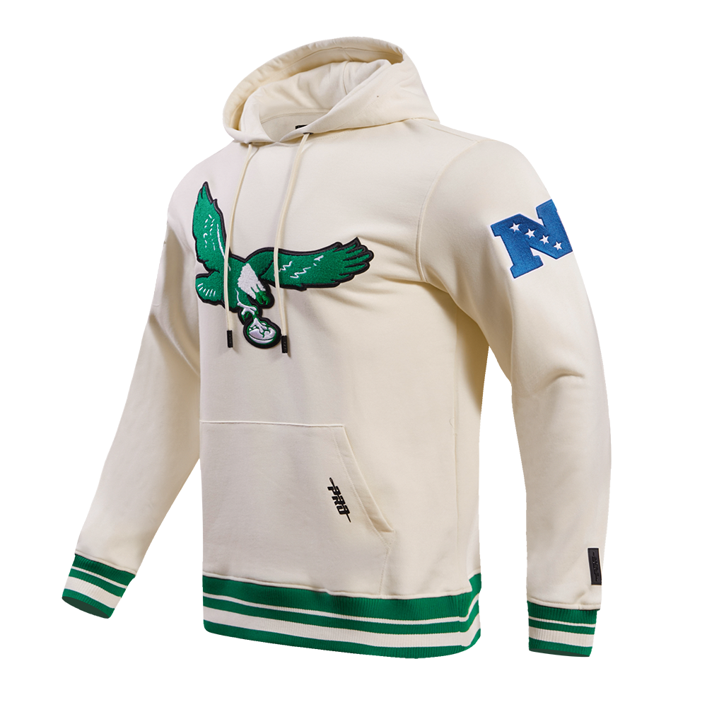 NFL PHILADELPHIA EAGLES RETRO CLASSIC MEN'S PULLOVER HOODIE (EGGSHELL/ KELLY GREEN)