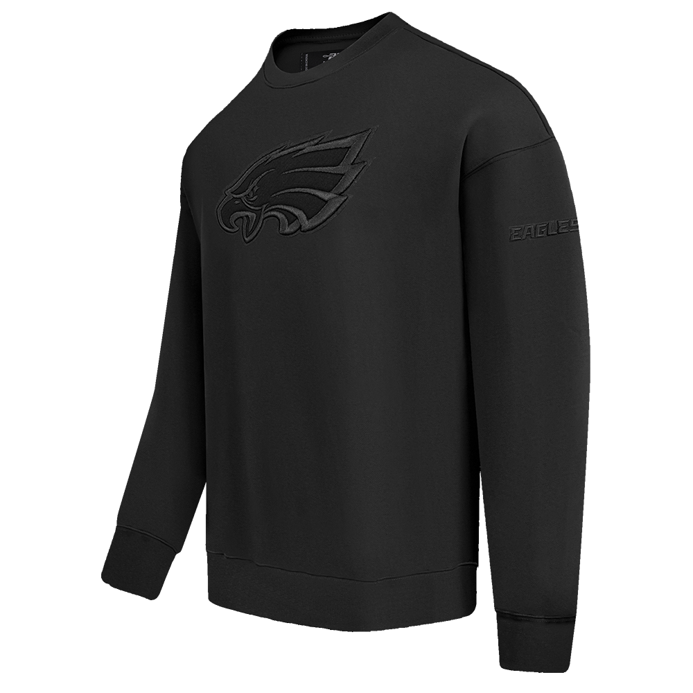 NFL PHILADELPHIA EAGLES NEUTRAL DROP SHOULDER FLEECE CREWNECK (BLACK)