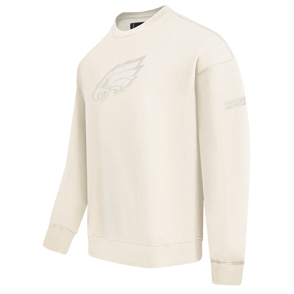 NFL PHILADELPHIA EAGLES NEUTRAL DROP SHOULDER FLEECE CREWNECK (EGGSHELL)