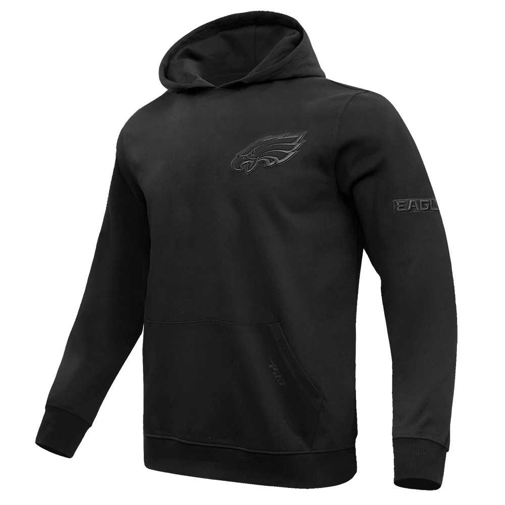 NFL PHILADELPHIA EAGLES NEUTRAL DROP SHOULDER MEN'S PULLOVER HOODIE (BLACK)