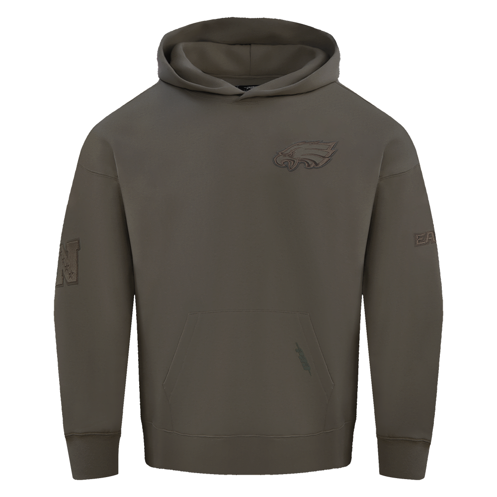 NFL PHILADELPHIA EAGLES NEUTRAL MEN'S DROP SHOULDER PULLOVER HOODIE (DARK TAUPE)