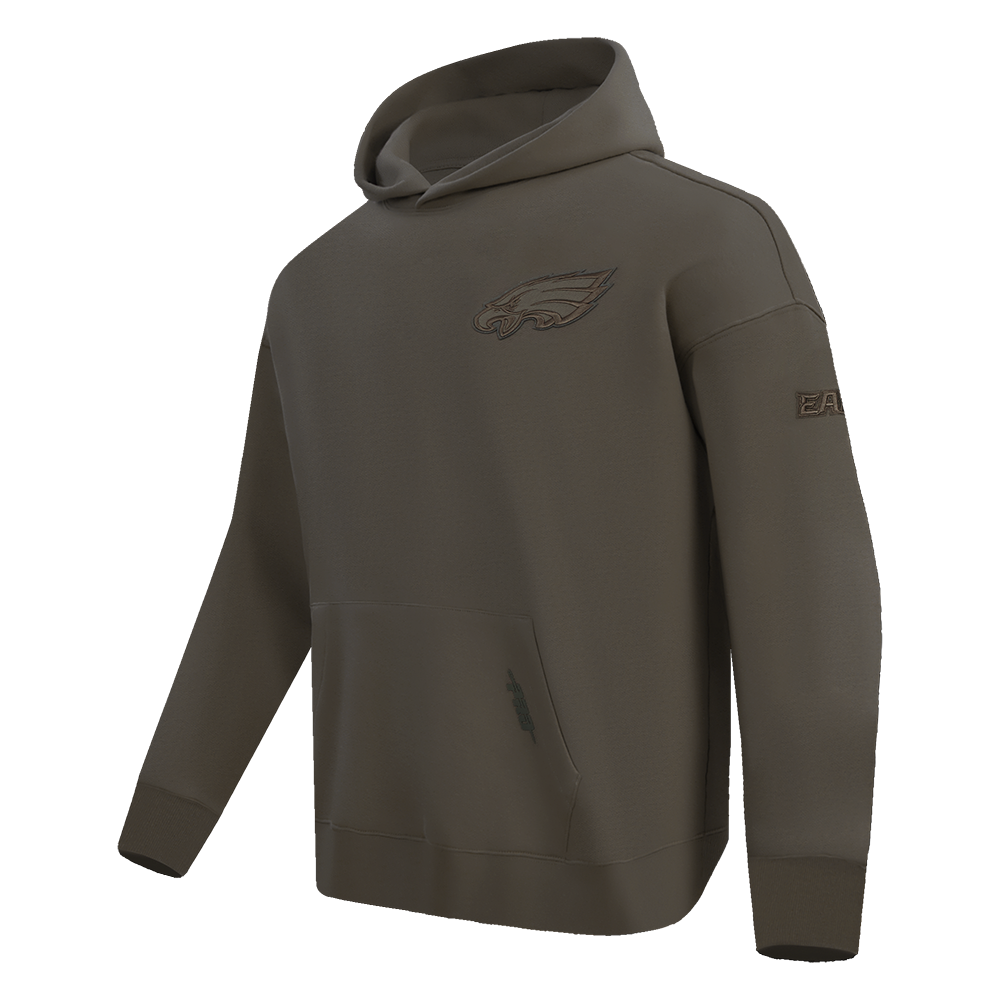 NFL PHILADELPHIA EAGLES NEUTRAL MEN'S DROP SHOULDER PULLOVER HOODIE (DARK TAUPE)