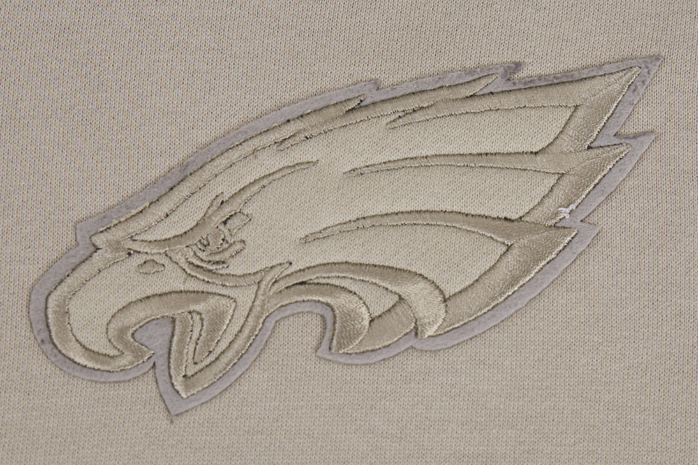 NFL PHILADELPHIA EAGLES NEUTRAL CHANDAIL À CAPUCHON EN MOLLETON À ÉPAULES TOMBANTES (TAUPE)