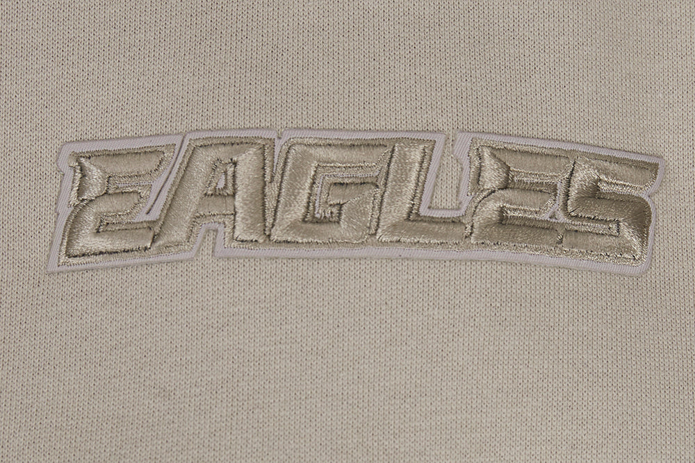 NFL PHILADELPHIA EAGLES NEUTRAL CHANDAIL À CAPUCHON EN MOLLETON À ÉPAULES TOMBANTES (TAUPE)