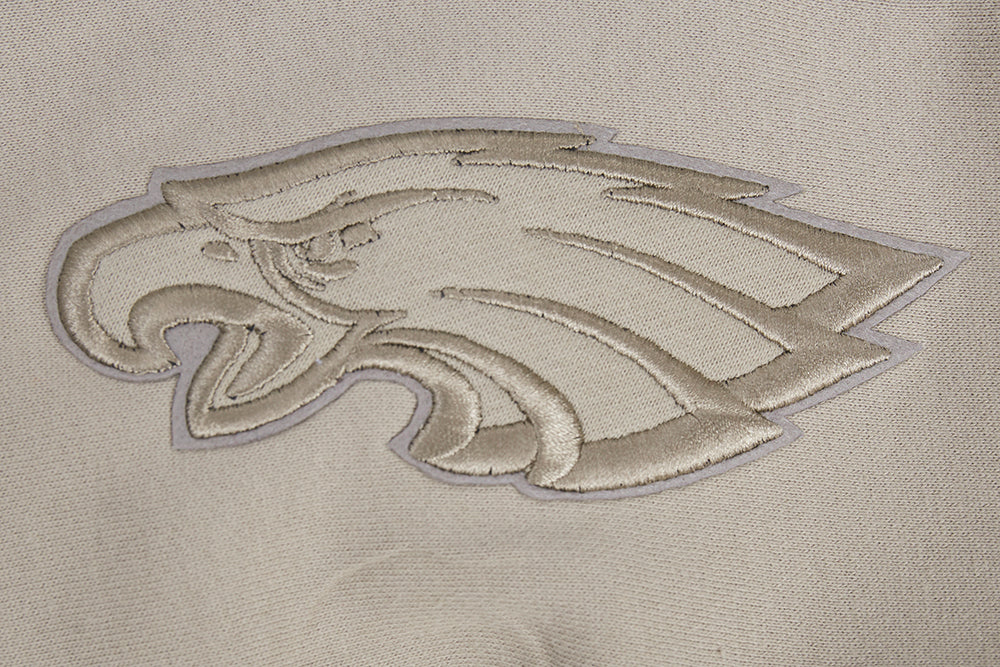 NFL PHILADELPHIA EAGLES NEUTRAL CHANDAIL À CAPUCHON EN MOLLETON À ÉPAULES TOMBANTES (TAUPE)