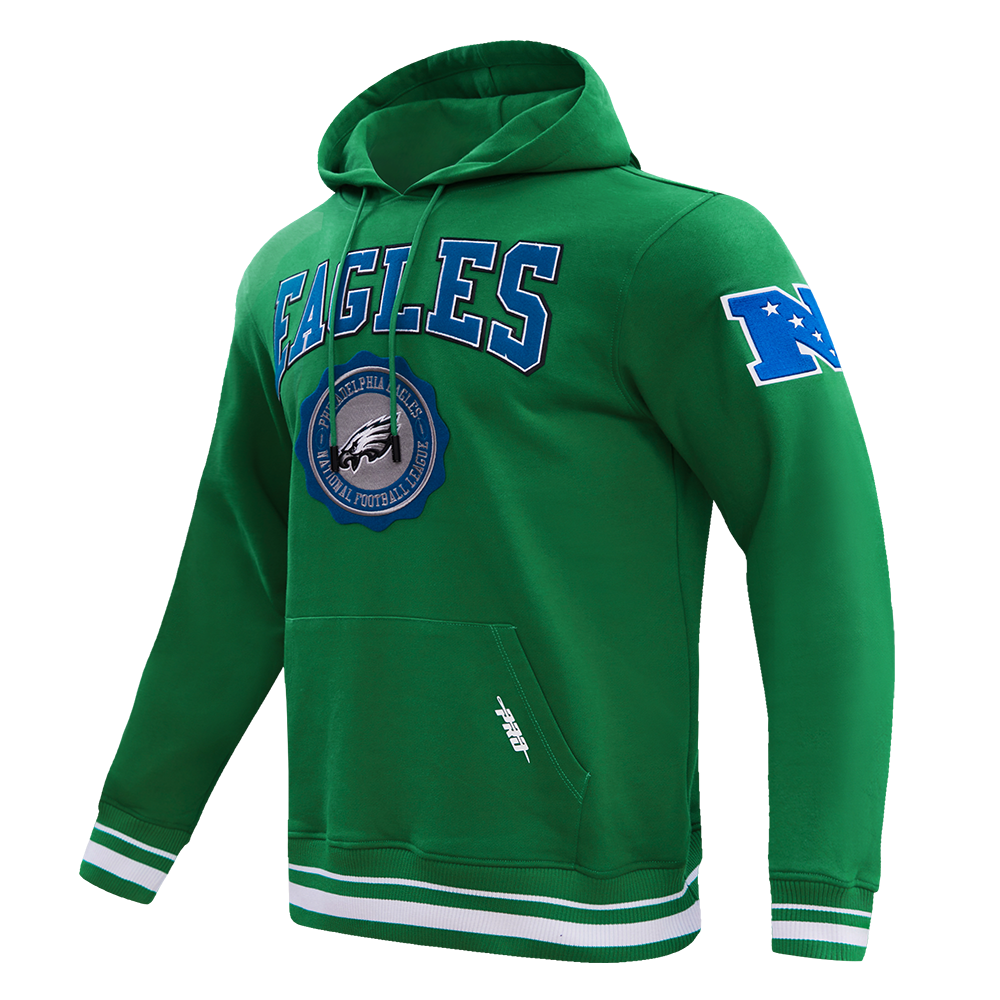 NFL PHILADELPHIA EAGLES CREST EMBLEM MEN'S RIB PO HOODIE (KELLY GREEN)