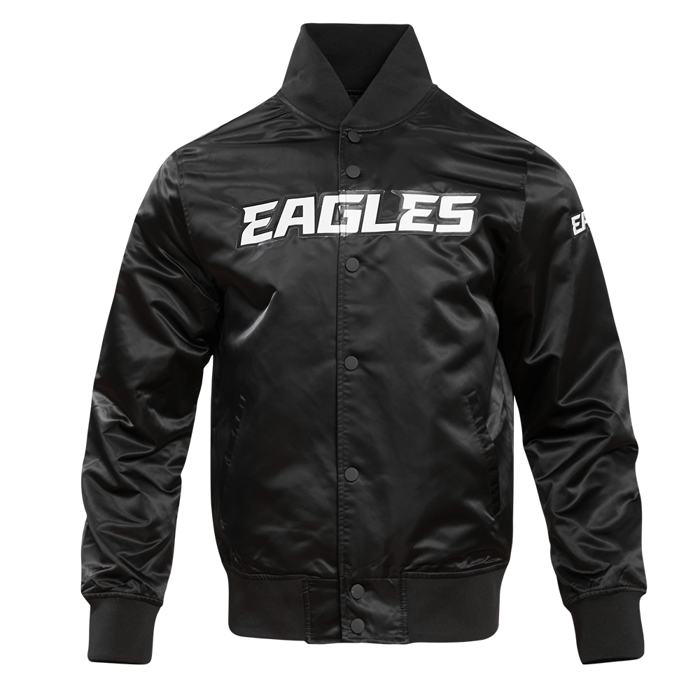 NFL PHILADELPHIA EAGLES BIG LOGO MEN'S NO FILL SATIN JKT (BLACK)