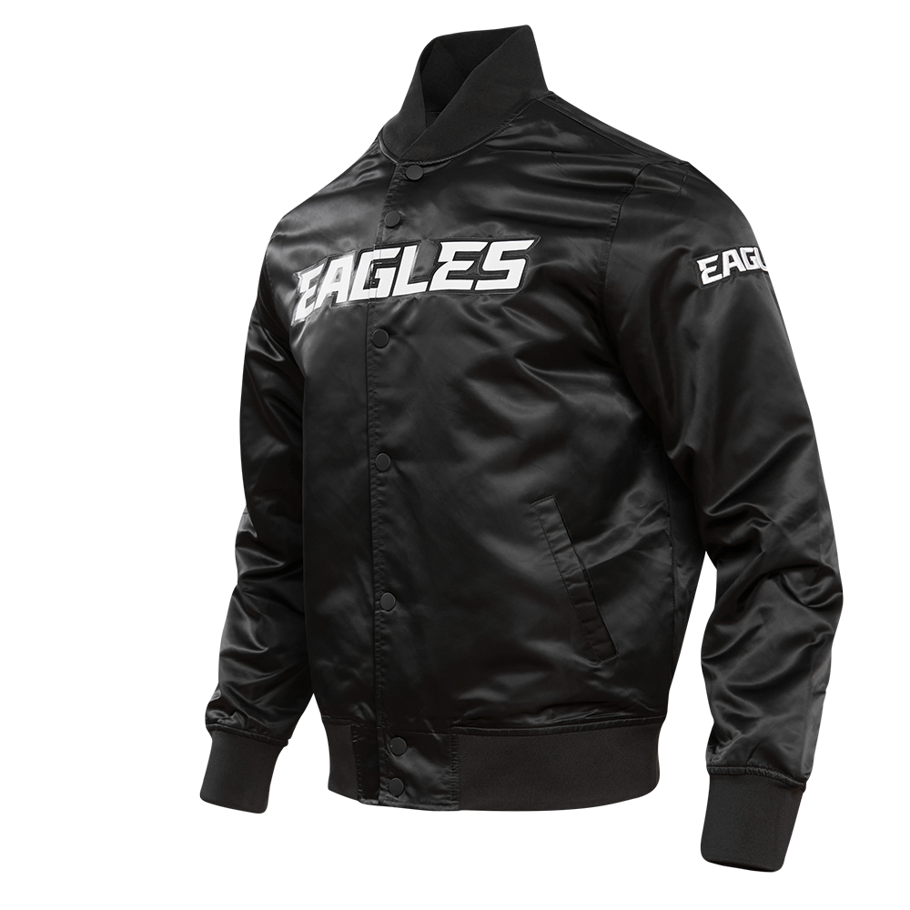 NFL PHILADELPHIA EAGLES BIG LOGO MEN'S NO FILL SATIN JKT (BLACK)