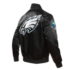 NFL PHILADELPHIA EAGLES BIG LOGO MEN'S NO FILL SATIN JKT (BLACK)