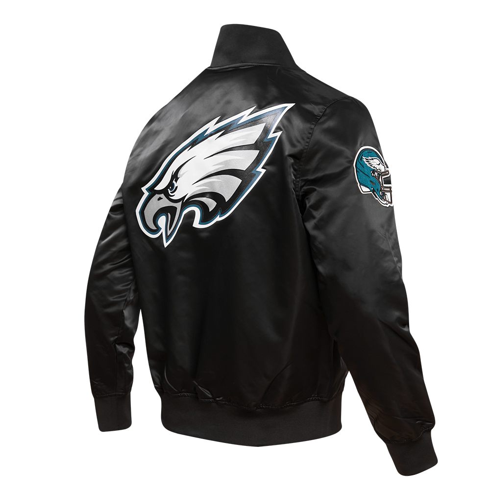 NFL PHILADELPHIA EAGLES BIG LOGO MEN'S NO FILL SATIN JKT (BLACK)