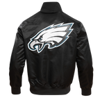 NFL PHILADELPHIA EAGLES BIG LOGO MEN'S NO FILL SATIN JKT (BLACK)