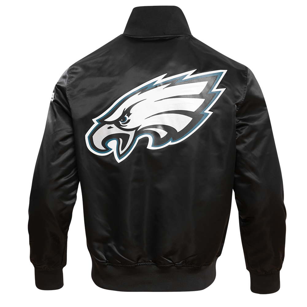 NFL PHILADELPHIA EAGLES BIG LOGO MEN'S NO FILL SATIN JKT (BLACK)