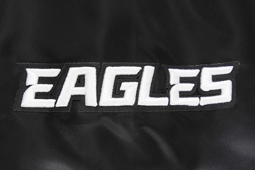 NFL PHILADELPHIA EAGLES BIG LOGO MEN'S NO FILL SATIN JKT (BLACK)