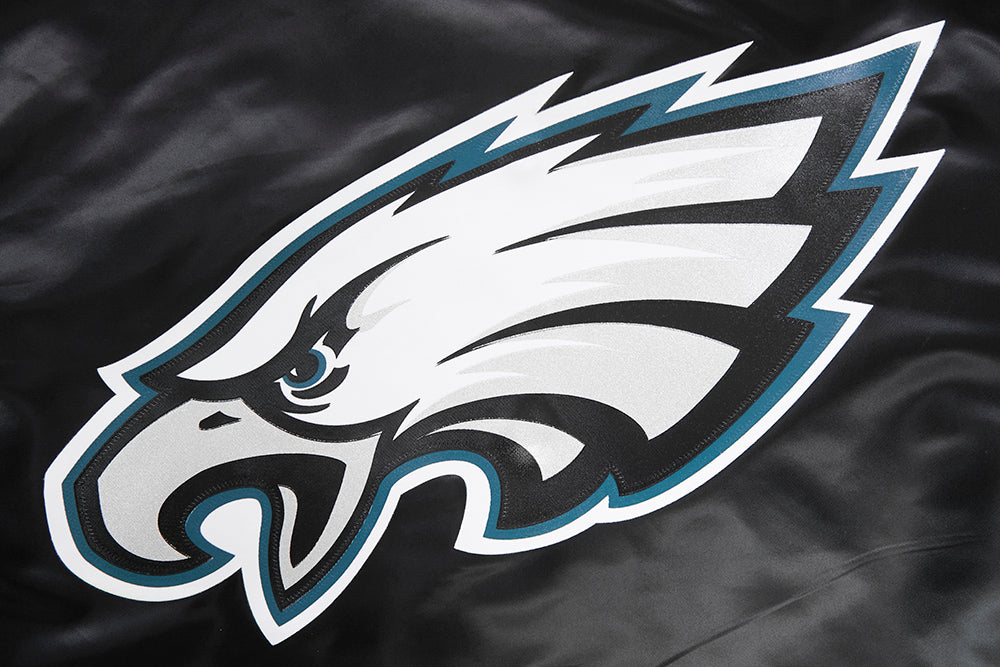 NFL PHILADELPHIA EAGLES BIG LOGO MEN'S NO FILL SATIN JKT (BLACK)
