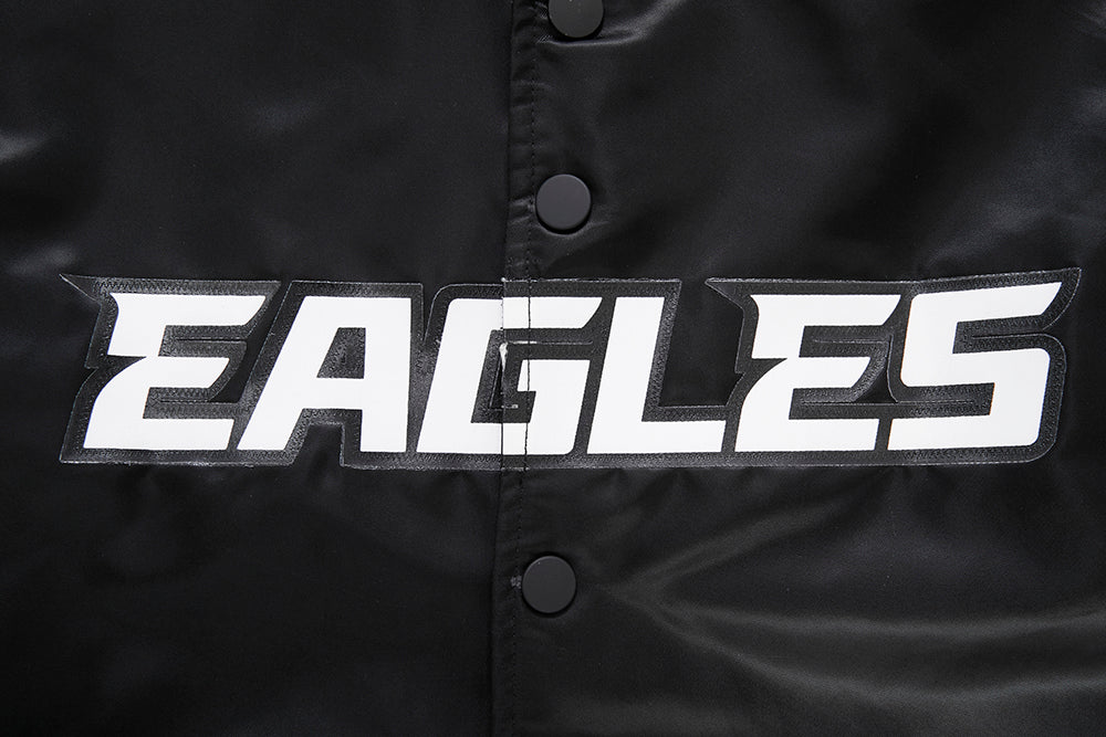 NFL PHILADELPHIA EAGLES BIG LOGO MEN'S NO FILL SATIN JKT (BLACK)
