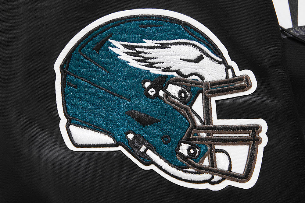 NFL PHILADELPHIA EAGLES BIG LOGO MEN'S NO FILL SATIN JKT (BLACK)