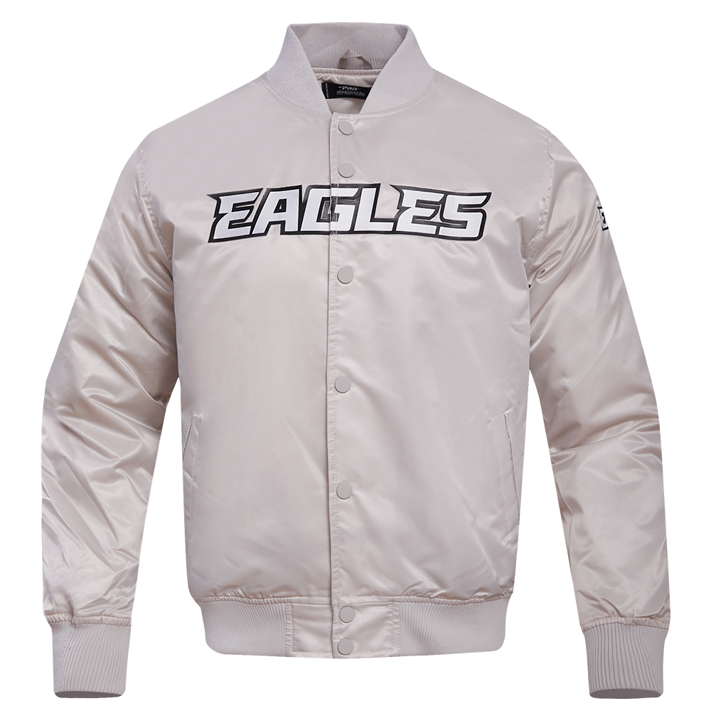 NFL PHILADELPHIA EAGLES BIG LOGO MEN'S NO FILL SATIN JKT (SILVER)