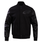 NFL PHILADELPHIA EAGLES TRIPLE BLACK MEN'S WOOL VARSITY JACKET (TRIPLE BLACK MEN'S)