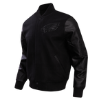 NFL PHILADELPHIA EAGLES TRIPLE BLACK MEN'S WOOL VARSITY JACKET (TRIPLE BLACK MEN'S)