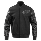 NFL PHILADELPHIA EAGLES TRIPLE BLACK MEN'S WOOL VARSITY JACKET (TRIPLE BLACK MEN'S)