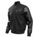 NFL PHILADELPHIA EAGLES TRIPLE BLACK MEN'S WOOL VARSITY JACKET (TRIPLE BLACK MEN'S)