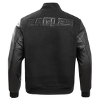 NFL PHILADELPHIA EAGLES TRIPLE BLACK MEN'S WOOL VARSITY JACKET (TRIPLE BLACK MEN'S)