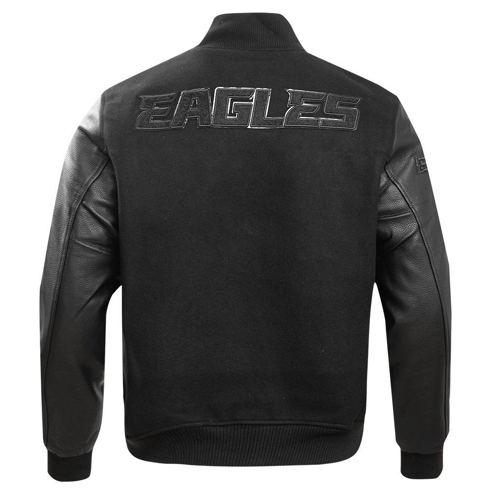 NFL PHILADELPHIA EAGLES TRIPLE BLACK MEN'S WOOL VARSITY JACKET (TRIPLE BLACK MEN'S)