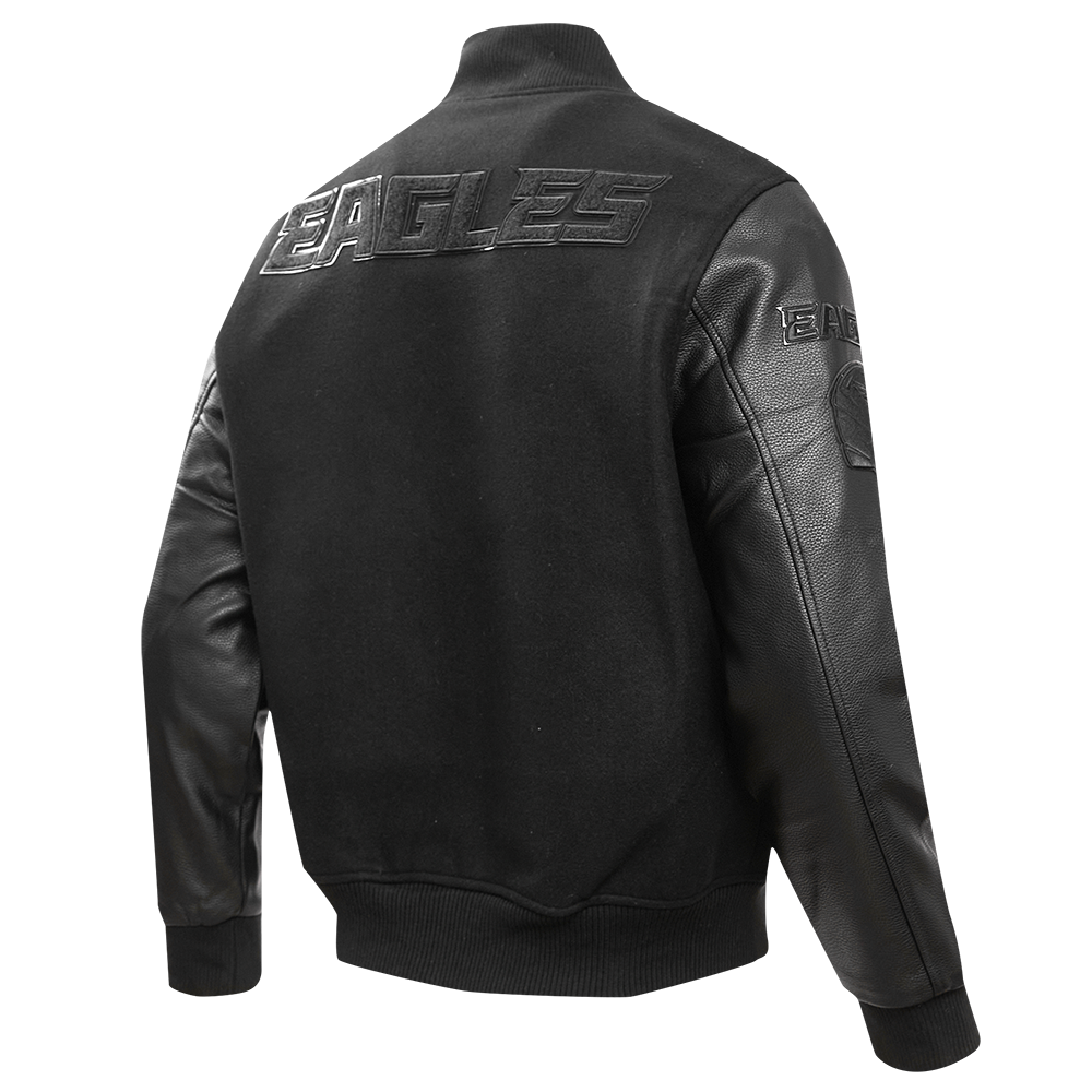 NFL PHILADELPHIA EAGLES TRIPLE BLACK MEN'S WOOL VARSITY JACKET (TRIPLE BLACK MEN'S)