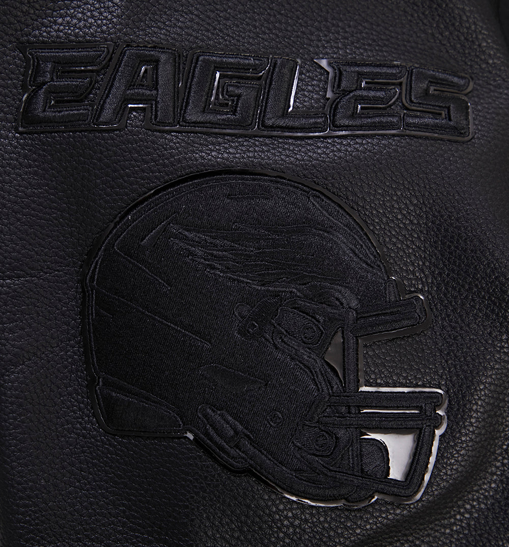 NFL PHILADELPHIA EAGLES TRIPLE BLACK MEN'S WOOL VARSITY JACKET (TRIPLE BLACK MEN'S)