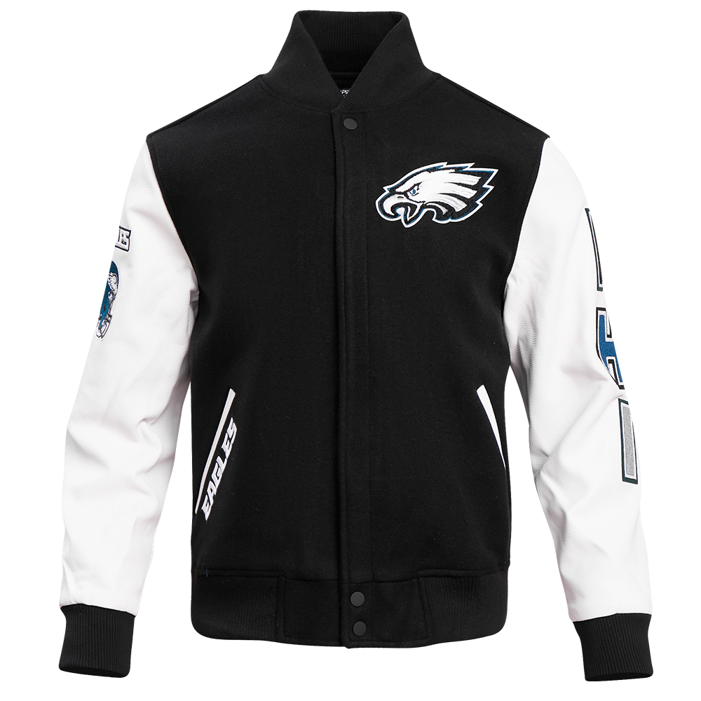 NFL PHILADELPHIA EAGLES CLASSIC WOOL MEN'S VARSITY JACKET (BLACK/WHITE)