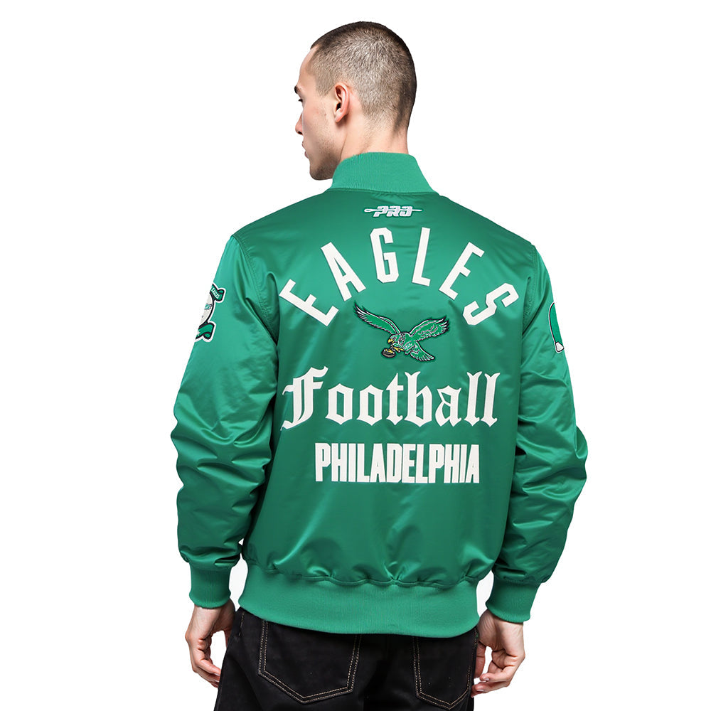 NFL PHILADELPHIA EAGLES MODERN ORIGINALS MEN'S SATIN JACKET (KELLY GREEN)
